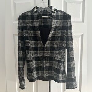 Alice + Olivia Black and White Checkered Blazer